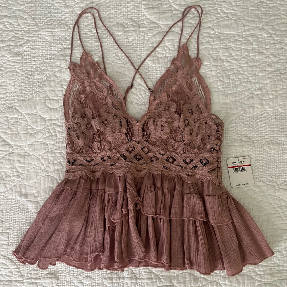 Free People Mauve Adella Cami Lace Top